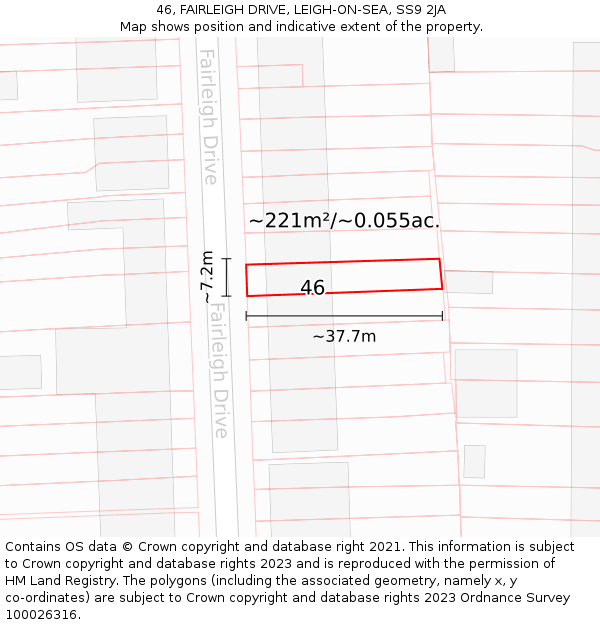 46, FAIRLEIGH DRIVE, LEIGH-ON-SEA, SS9 2JA: Plot and title map