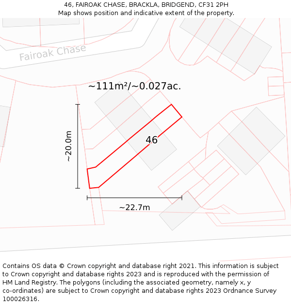 46, FAIROAK CHASE, BRACKLA, BRIDGEND, CF31 2PH: Plot and title map