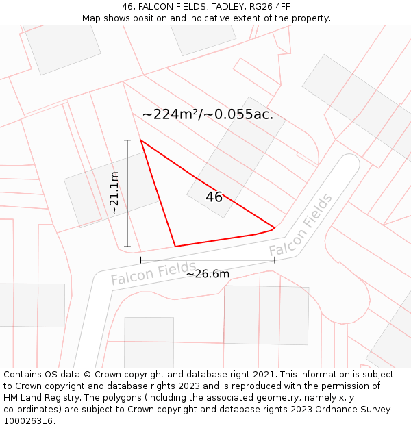 46, FALCON FIELDS, TADLEY, RG26 4FF: Plot and title map