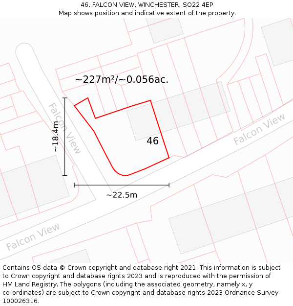 46, FALCON VIEW, WINCHESTER, SO22 4EP: Plot and title map