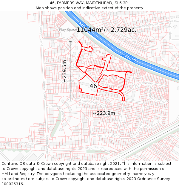 46, FARMERS WAY, MAIDENHEAD, SL6 3PL: Plot and title map