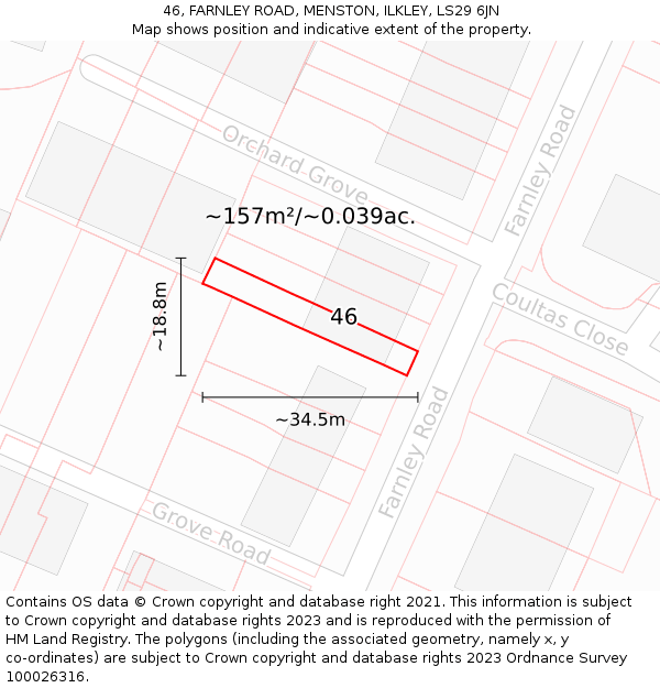 46, FARNLEY ROAD, MENSTON, ILKLEY, LS29 6JN: Plot and title map
