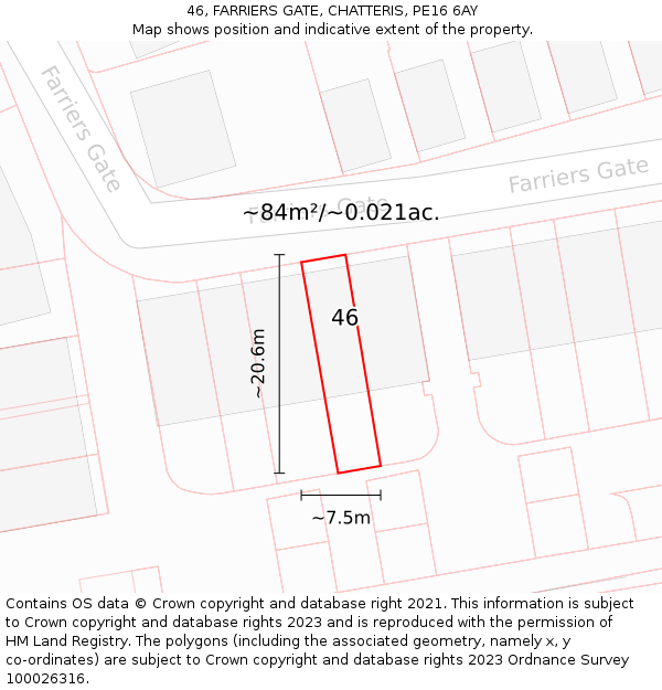 46, FARRIERS GATE, CHATTERIS, PE16 6AY: Plot and title map