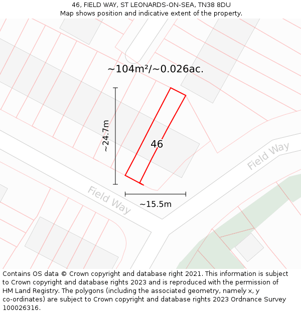 46, FIELD WAY, ST LEONARDS-ON-SEA, TN38 8DU: Plot and title map