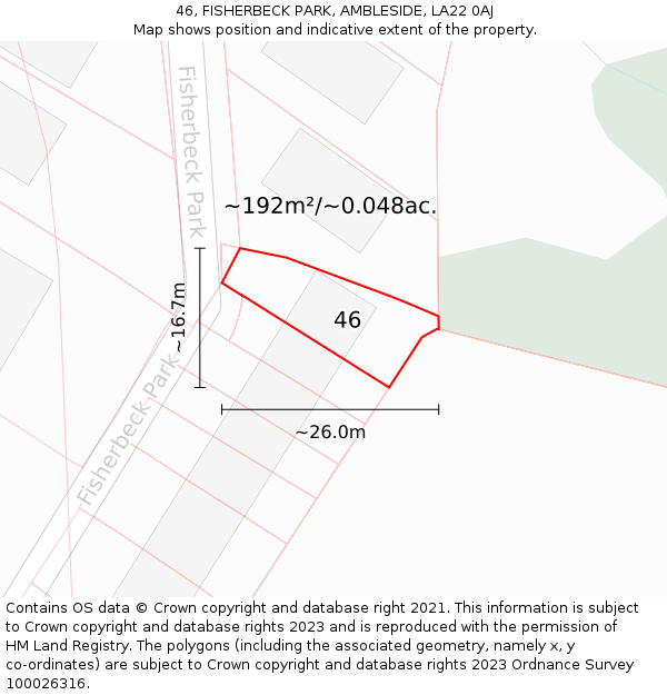 46, FISHERBECK PARK, AMBLESIDE, LA22 0AJ: Plot and title map