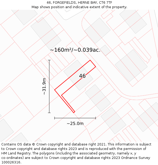 46, FORGEFIELDS, HERNE BAY, CT6 7TF: Plot and title map