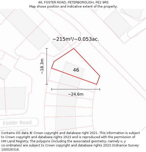 46, FOSTER ROAD, PETERBOROUGH, PE2 9RS: Plot and title map