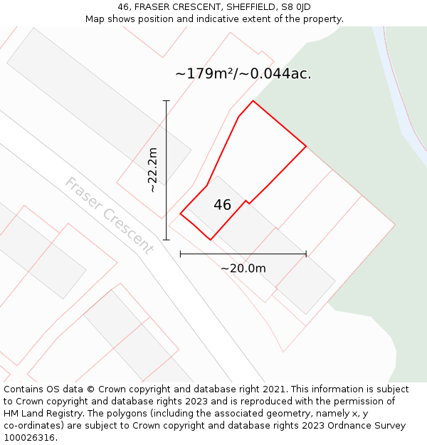 46, FRASER CRESCENT, SHEFFIELD, S8 0JD: Plot and title map