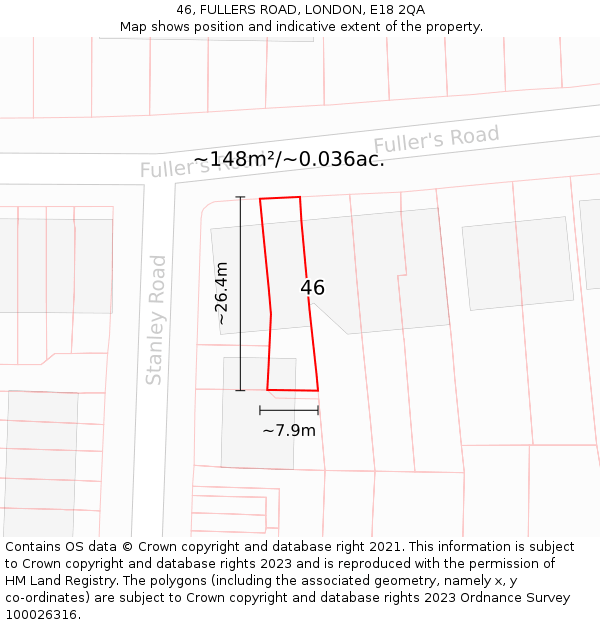 46, FULLERS ROAD, LONDON, E18 2QA: Plot and title map
