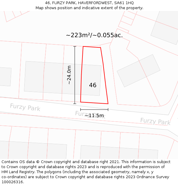 46, FURZY PARK, HAVERFORDWEST, SA61 1HQ: Plot and title map