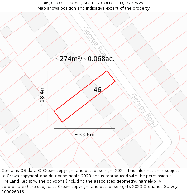 46, GEORGE ROAD, SUTTON COLDFIELD, B73 5AW: Plot and title map