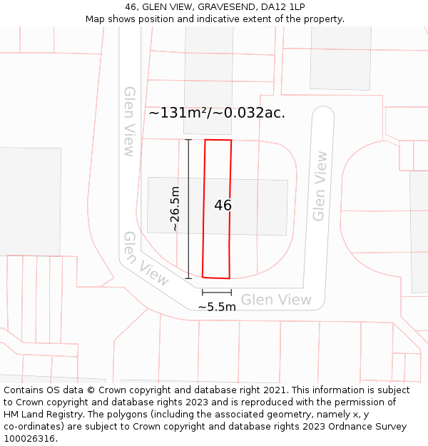 46, GLEN VIEW, GRAVESEND, DA12 1LP: Plot and title map