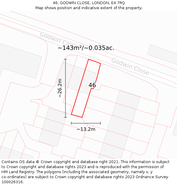 46, GODWIN CLOSE, LONDON, E4 7RQ: Plot and title map
