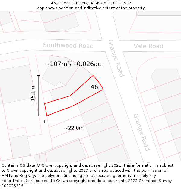46, GRANGE ROAD, RAMSGATE, CT11 9LP: Plot and title map