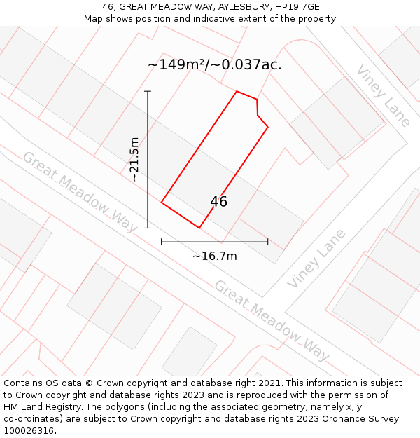 46, GREAT MEADOW WAY, AYLESBURY, HP19 7GE: Plot and title map