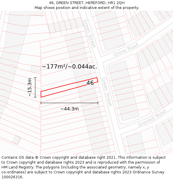 46, GREEN STREET, HEREFORD, HR1 2QH: Plot and title map
