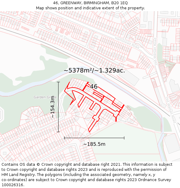 46, GREENWAY, BIRMINGHAM, B20 1EQ: Plot and title map
