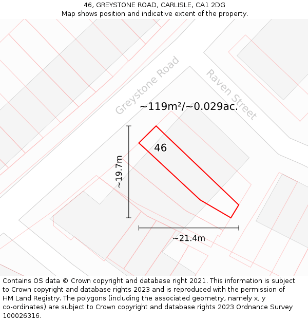 46, GREYSTONE ROAD, CARLISLE, CA1 2DG: Plot and title map