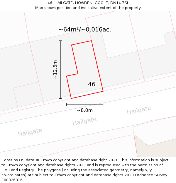 46, HAILGATE, HOWDEN, GOOLE, DN14 7SL: Plot and title map