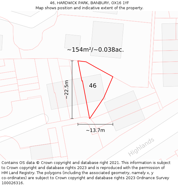 46, HARDWICK PARK, BANBURY, OX16 1YF: Plot and title map