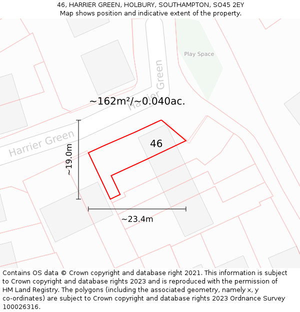 46, HARRIER GREEN, HOLBURY, SOUTHAMPTON, SO45 2EY: Plot and title map