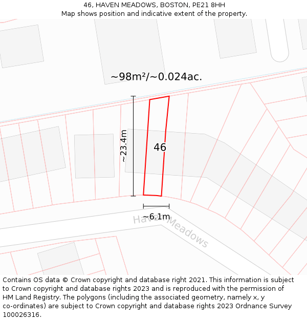46, HAVEN MEADOWS, BOSTON, PE21 8HH: Plot and title map