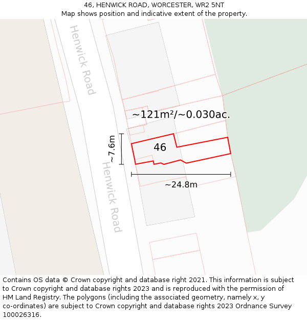 46, HENWICK ROAD, WORCESTER, WR2 5NT: Plot and title map
