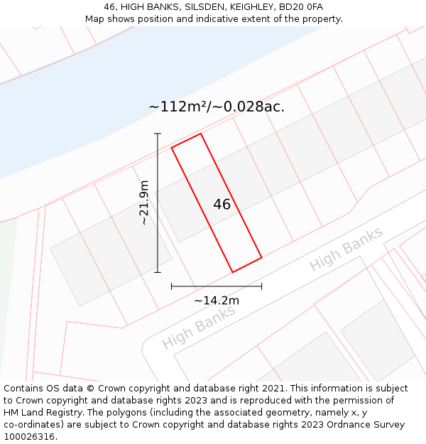 46, HIGH BANKS, SILSDEN, KEIGHLEY, BD20 0FA: Plot and title map