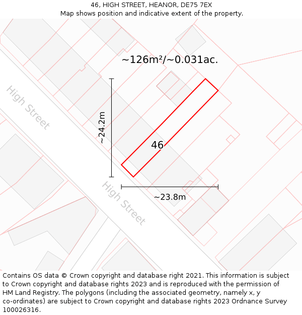 46, HIGH STREET, HEANOR, DE75 7EX: Plot and title map