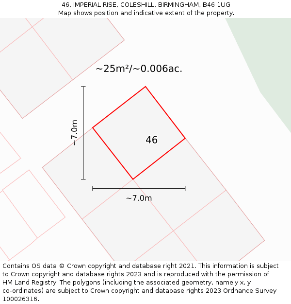 46, IMPERIAL RISE, COLESHILL, BIRMINGHAM, B46 1UG: Plot and title map