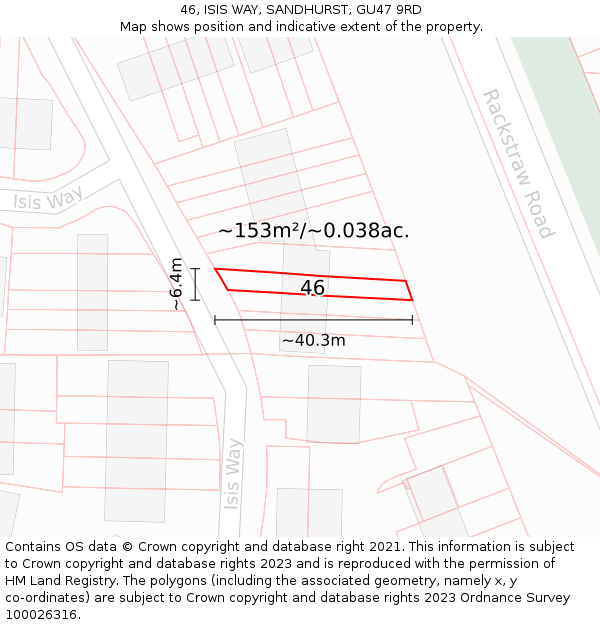 46, ISIS WAY, SANDHURST, GU47 9RD: Plot and title map