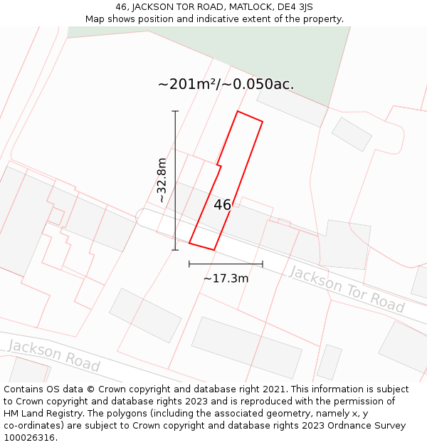 46, JACKSON TOR ROAD, MATLOCK, DE4 3JS: Plot and title map