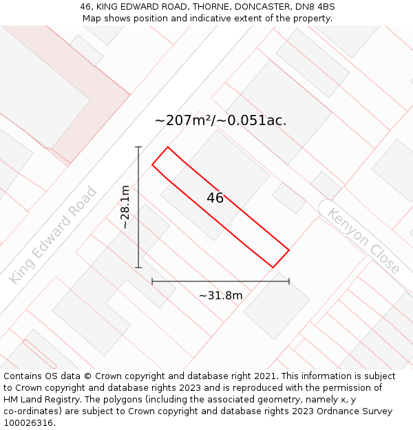 46, KING EDWARD ROAD, THORNE, DONCASTER, DN8 4BS: Plot and title map