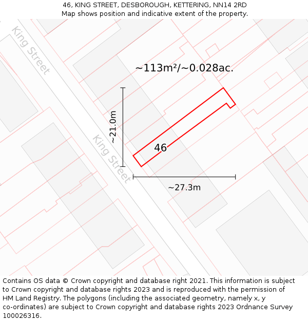 46, KING STREET, DESBOROUGH, KETTERING, NN14 2RD: Plot and title map