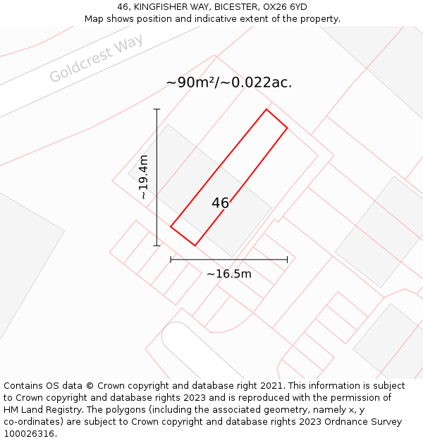 46, KINGFISHER WAY, BICESTER, OX26 6YD: Plot and title map