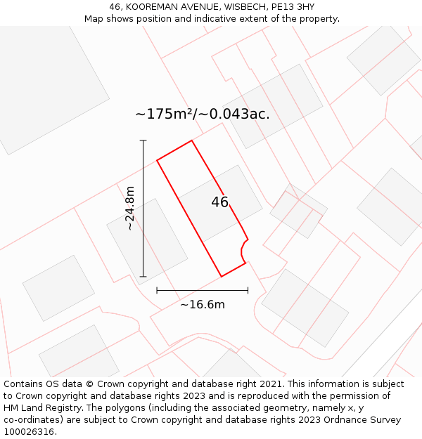 46, KOOREMAN AVENUE, WISBECH, PE13 3HY: Plot and title map
