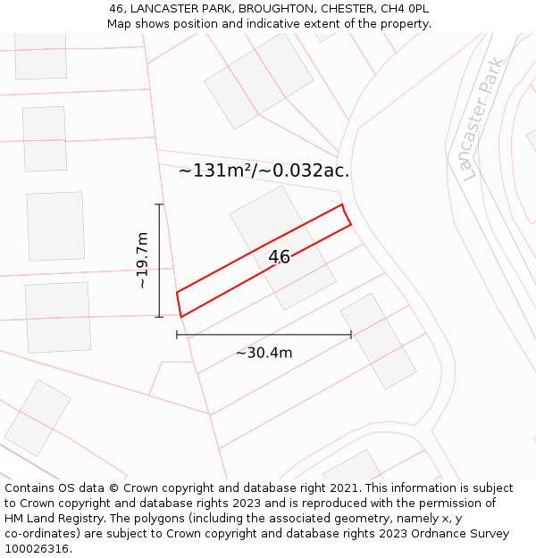 46, LANCASTER PARK, BROUGHTON, CHESTER, CH4 0PL: Plot and title map