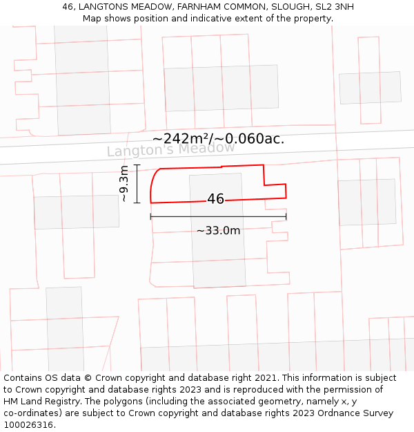 46, LANGTONS MEADOW, FARNHAM COMMON, SLOUGH, SL2 3NH: Plot and title map