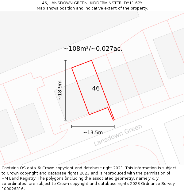 46, LANSDOWN GREEN, KIDDERMINSTER, DY11 6PY: Plot and title map