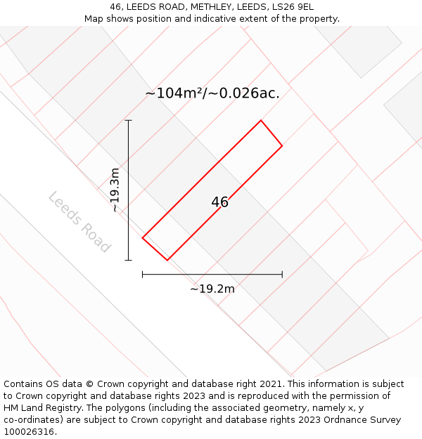 46, LEEDS ROAD, METHLEY, LEEDS, LS26 9EL: Plot and title map