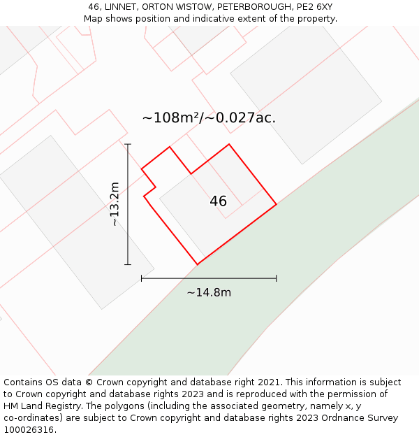 46, LINNET, ORTON WISTOW, PETERBOROUGH, PE2 6XY: Plot and title map