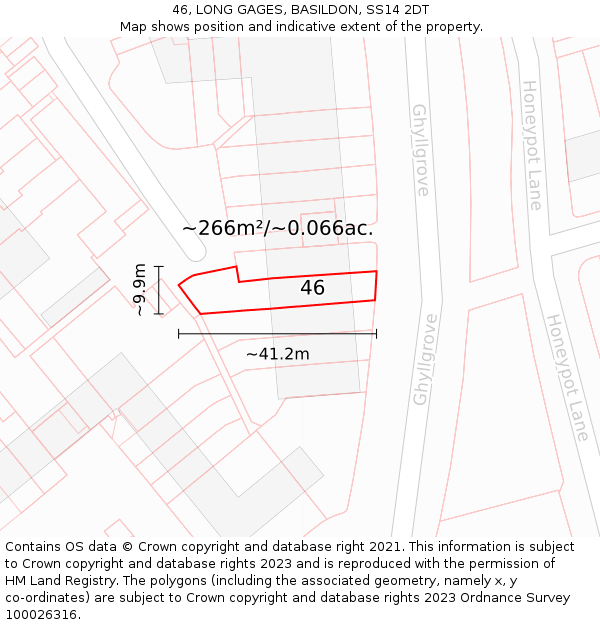 46, LONG GAGES, BASILDON, SS14 2DT: Plot and title map