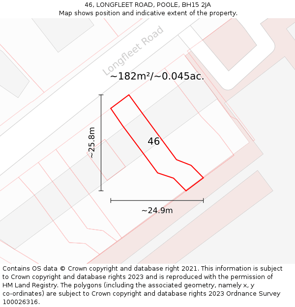 46, LONGFLEET ROAD, POOLE, BH15 2JA: Plot and title map
