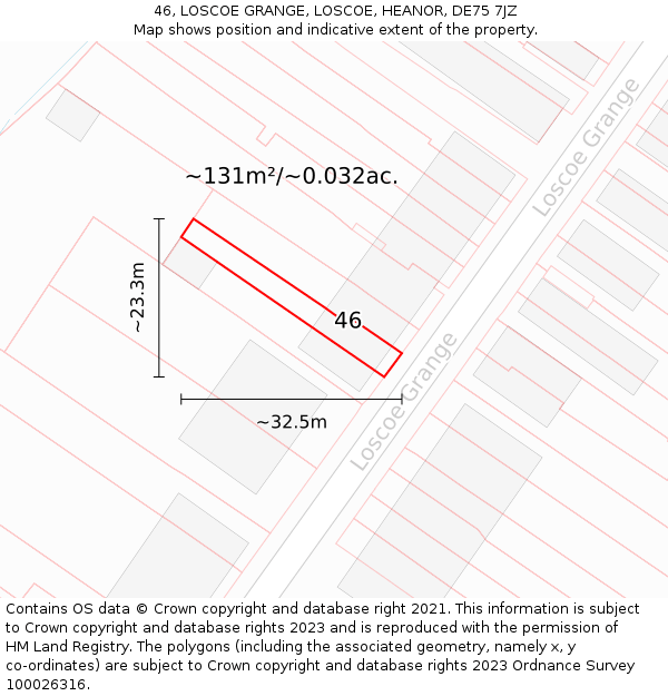 46, LOSCOE GRANGE, LOSCOE, HEANOR, DE75 7JZ: Plot and title map