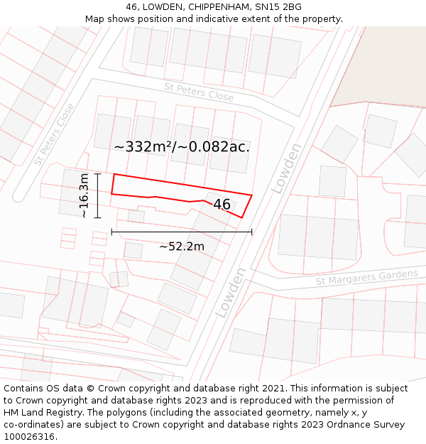 46, LOWDEN, CHIPPENHAM, SN15 2BG: Plot and title map