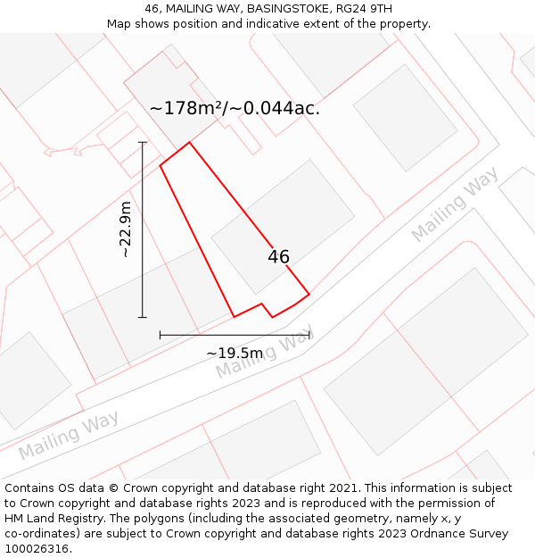 46, MAILING WAY, BASINGSTOKE, RG24 9TH: Plot and title map