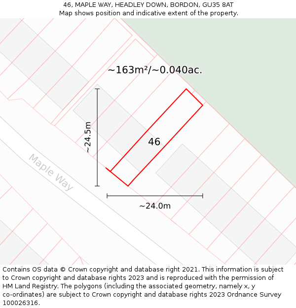 46, MAPLE WAY, HEADLEY DOWN, BORDON, GU35 8AT: Plot and title map