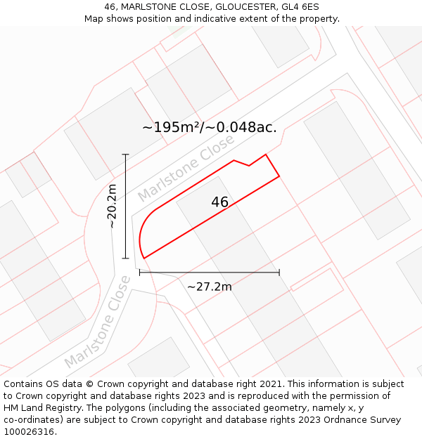 46, MARLSTONE CLOSE, GLOUCESTER, GL4 6ES: Plot and title map