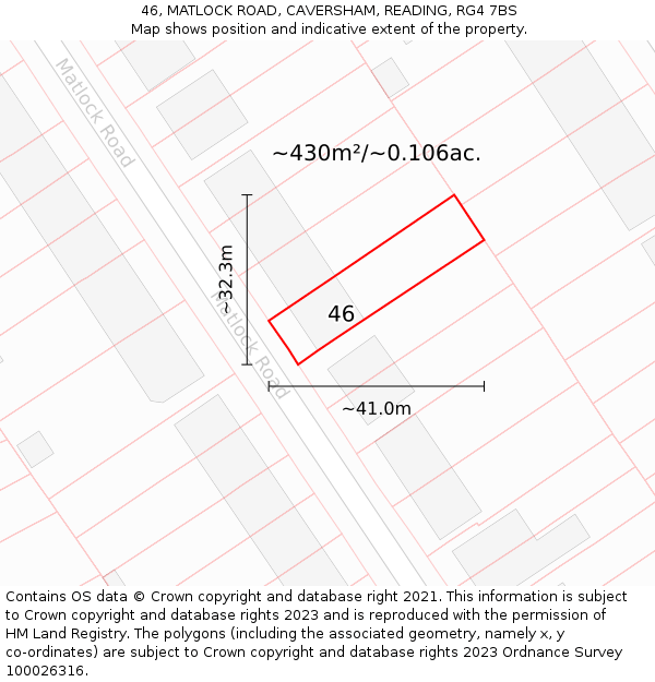 46, MATLOCK ROAD, CAVERSHAM, READING, RG4 7BS: Plot and title map