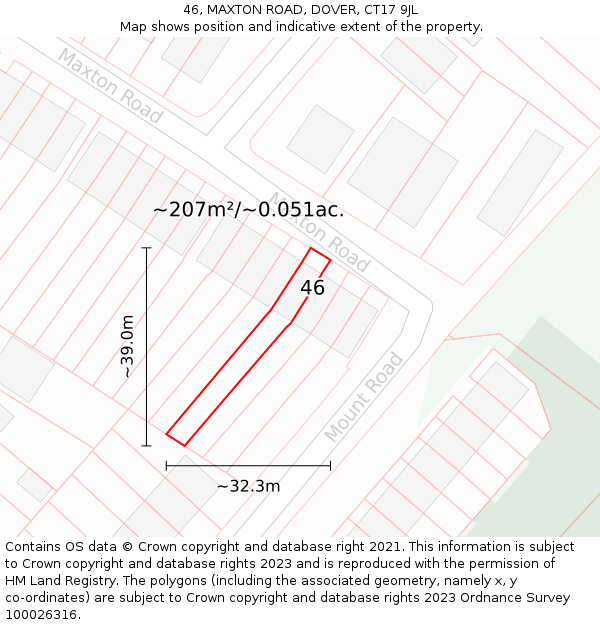 46, MAXTON ROAD, DOVER, CT17 9JL: Plot and title map
